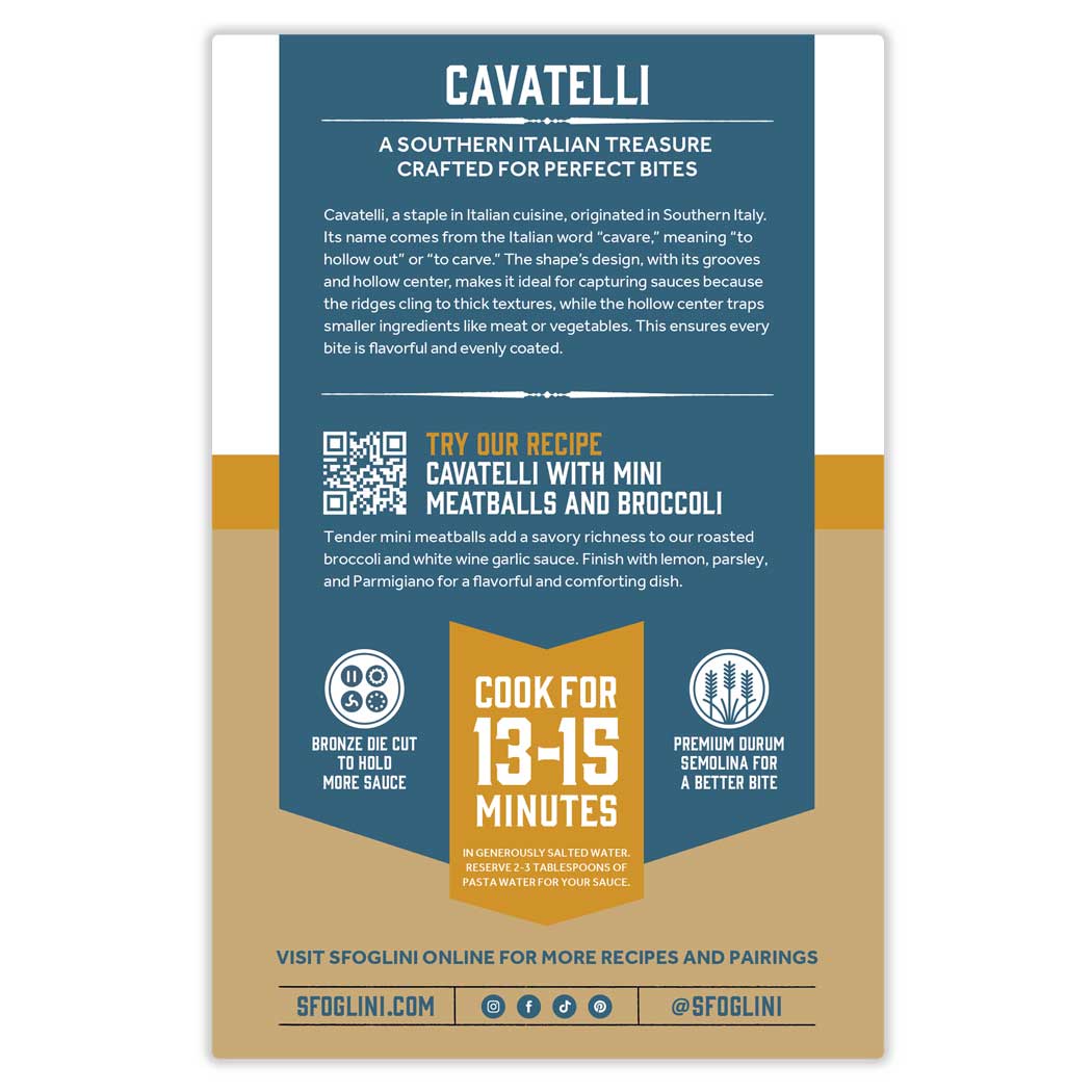 Cavatelli, Organic Durum Semolina Pasta